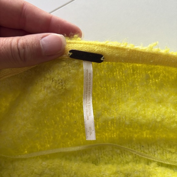 Free People Small Citron Yellow Moira Slouchy Tunic Sweater Wool‎ Blend Relaxed - Picture 5 of 10